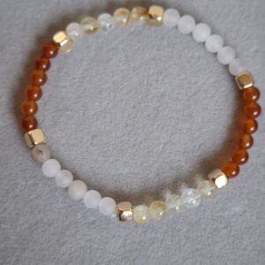 roze aventurijn, citrien en carneool